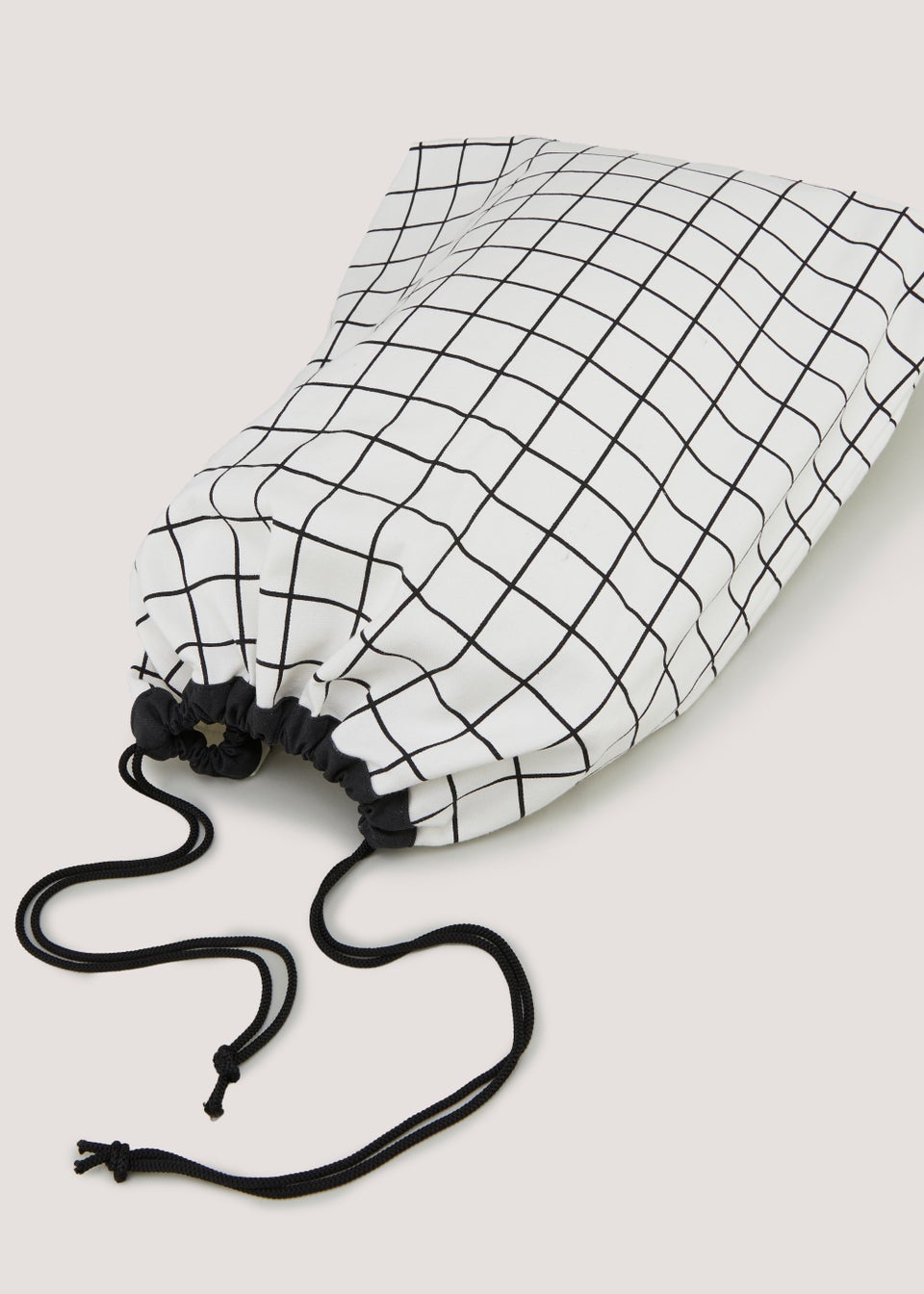 White Check Laundry Drawstring Bag (56cm x 49cm)