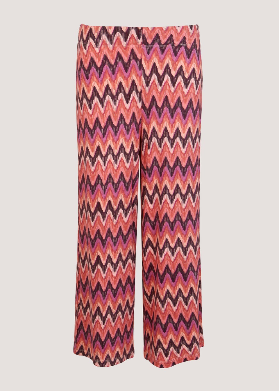 Pink Zigzag Cropped Wide Leg Co-Ord Trousers