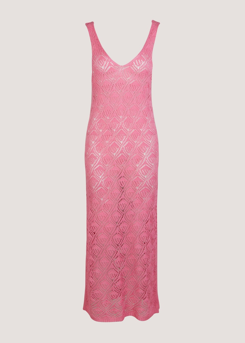 Pink Crochet Look Long Beach Dress