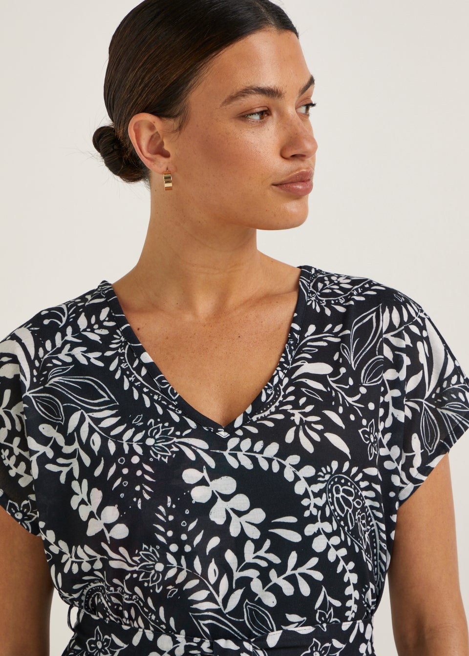 Black Jersey Print Kaftan