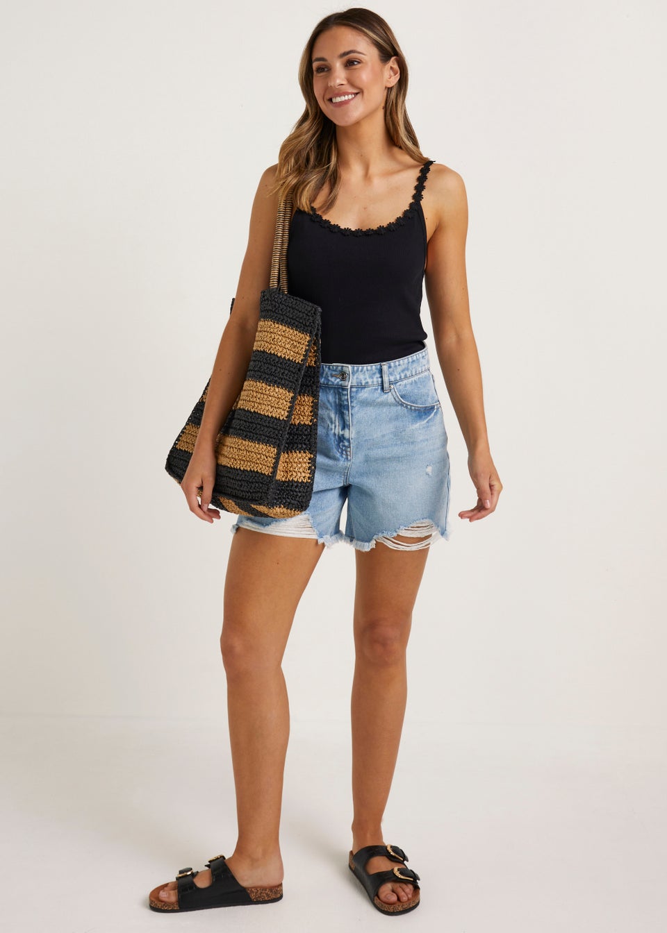 Black Daisy Trim Cami Top