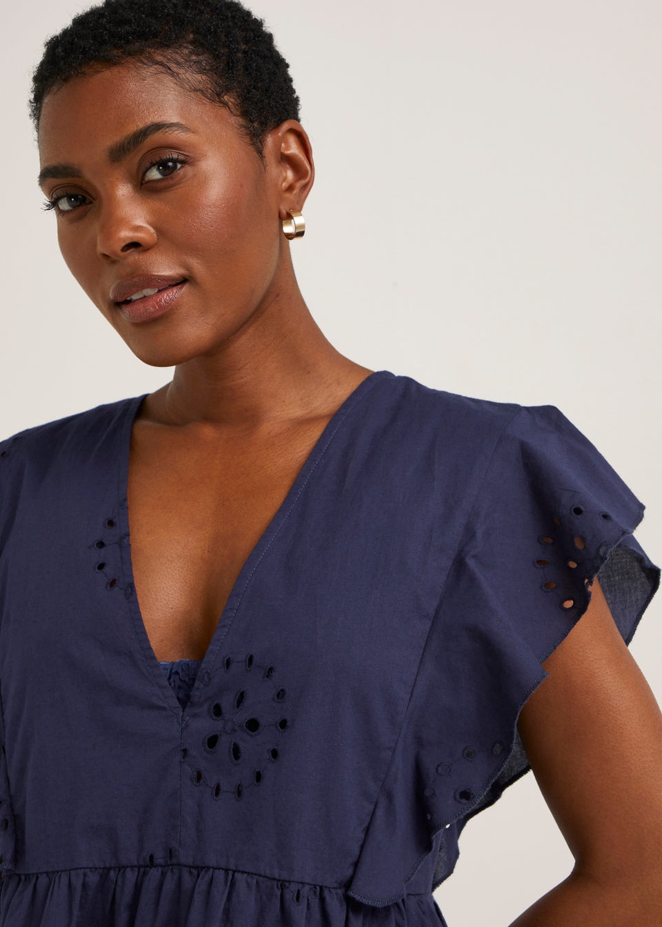 Navy Broderie Kaftan
