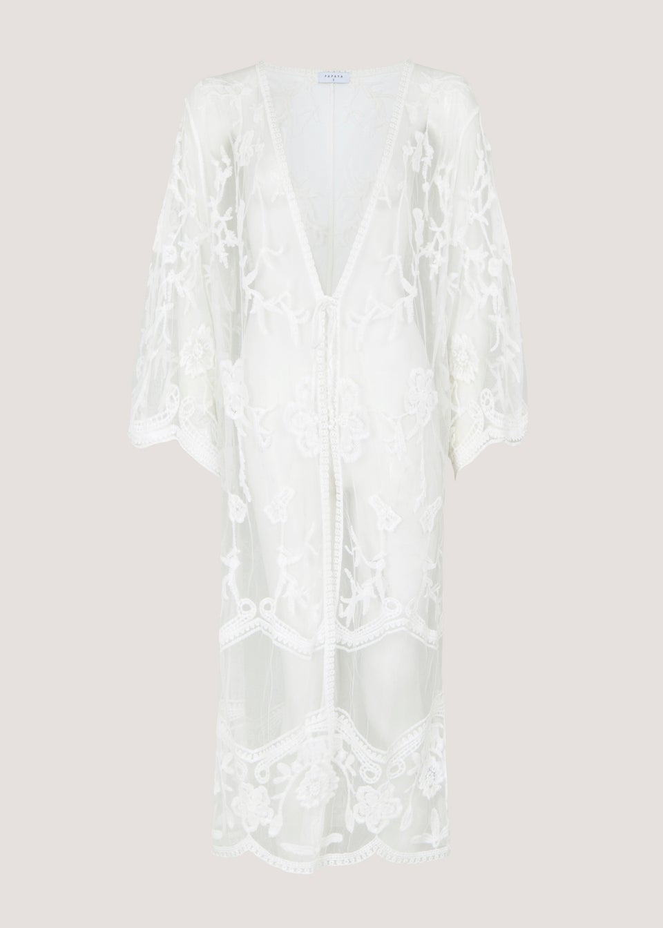 Cream Lace Front Kimono