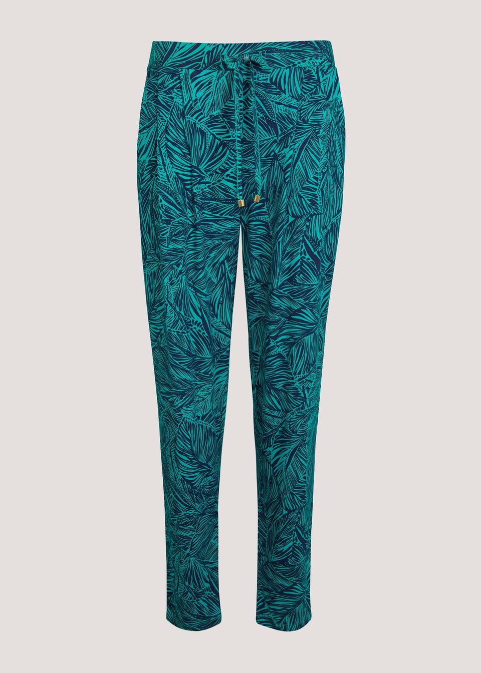 Green Palm Print Harem Leggings