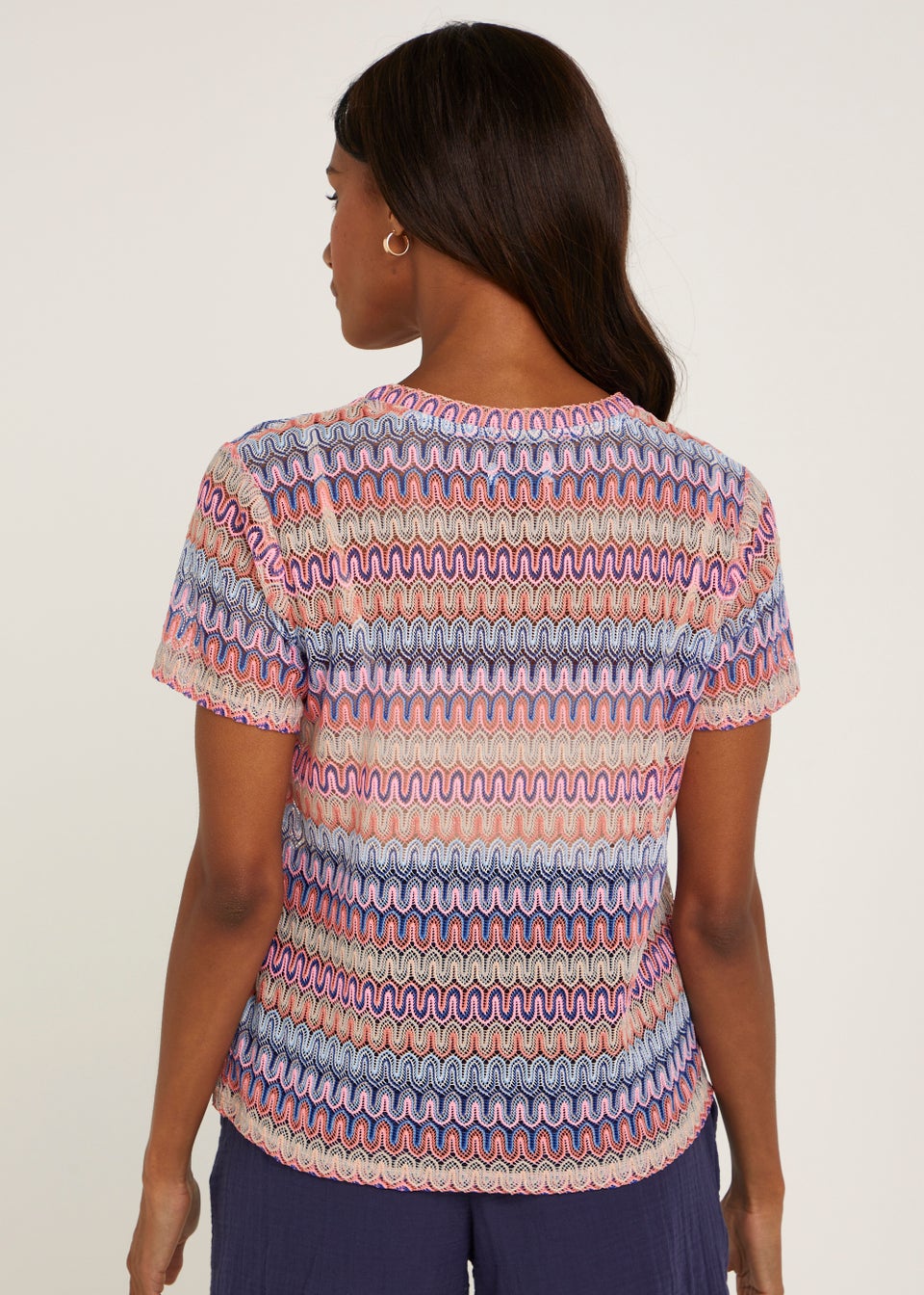 Multicoloured Zigzag Lace T-Shirt