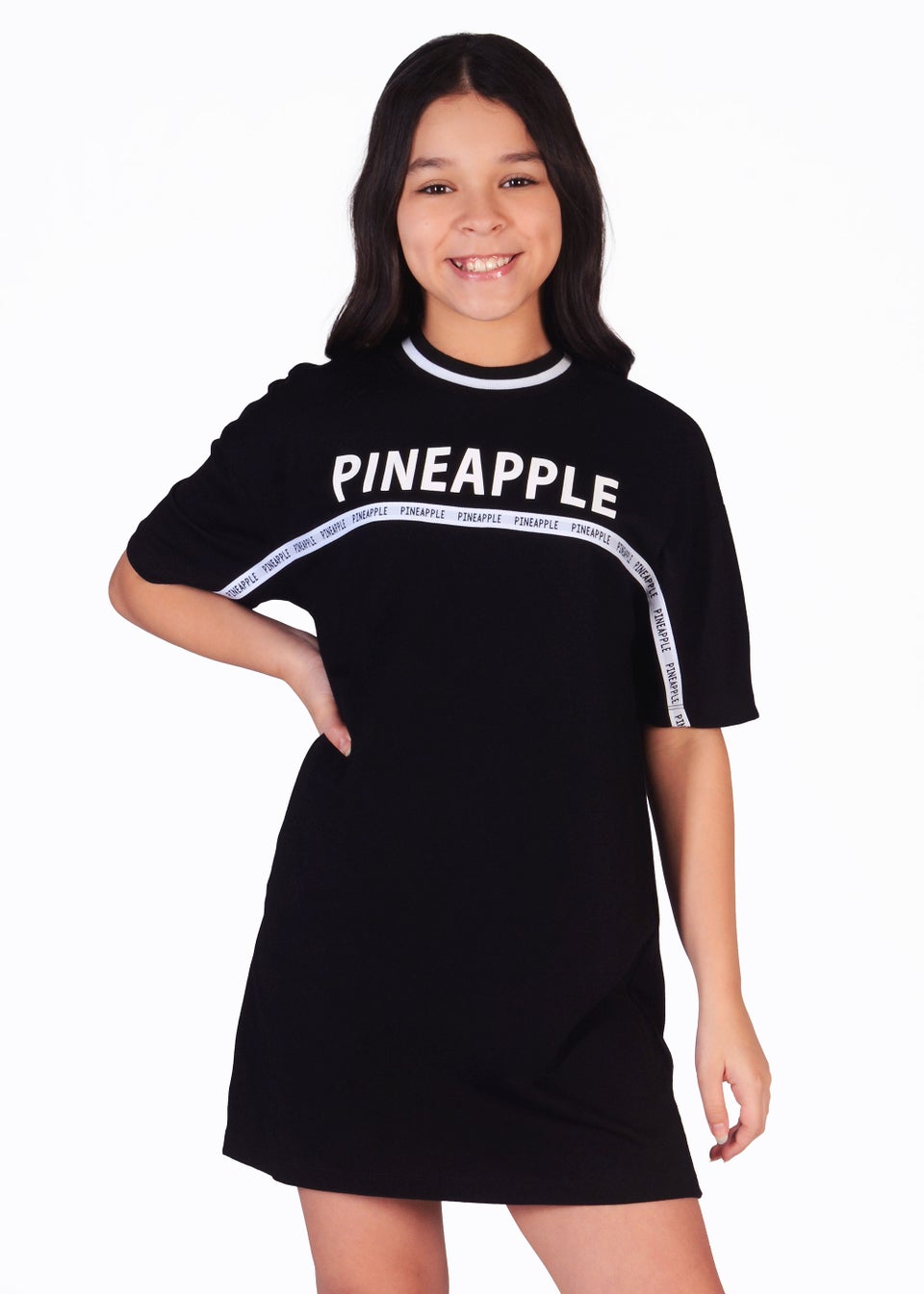 Girls Pineapple Black Stripe T-Shirt Dress (5-13yrs)