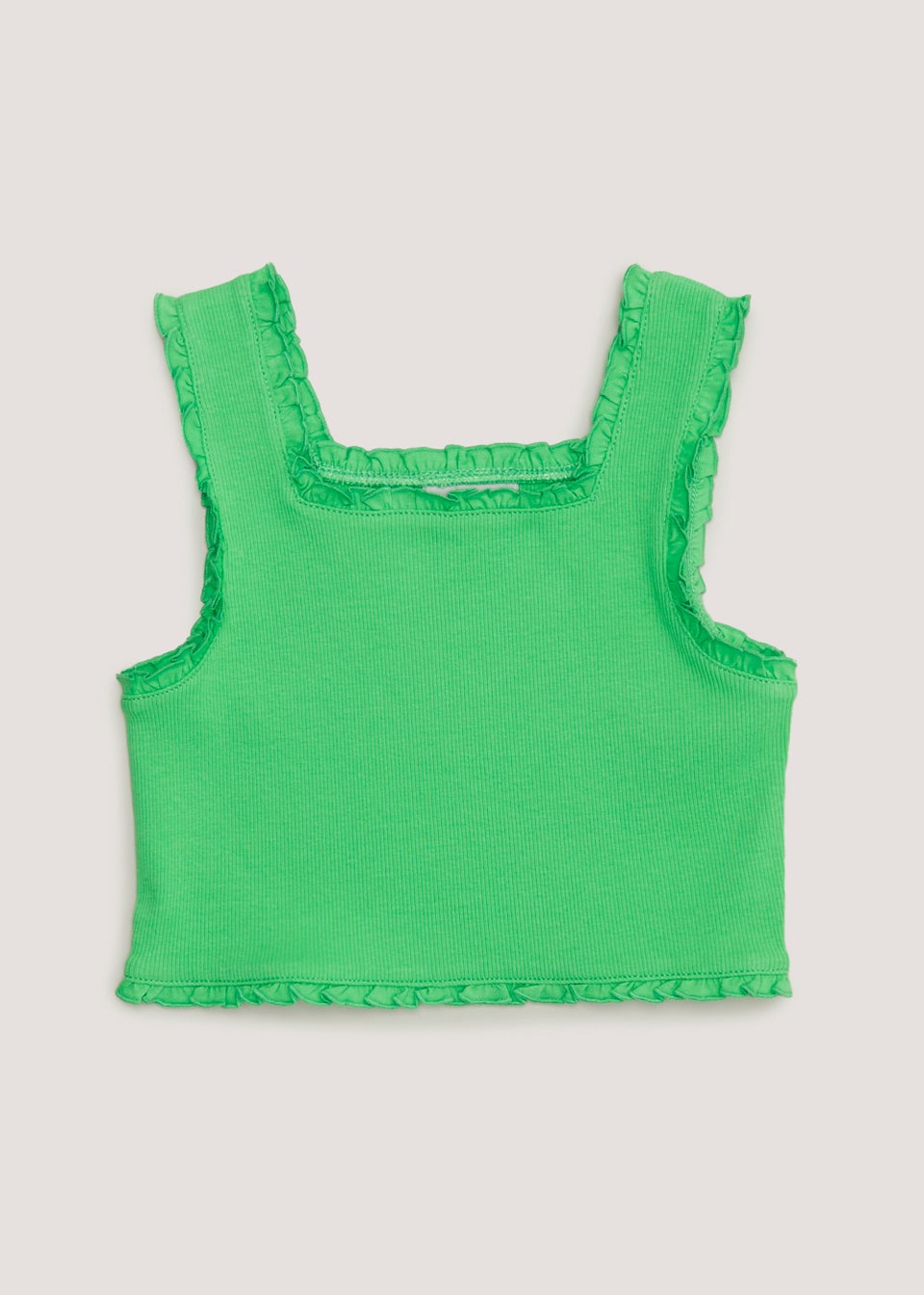 Girls Green Frill Cropped Vest Top (4-13yrs)