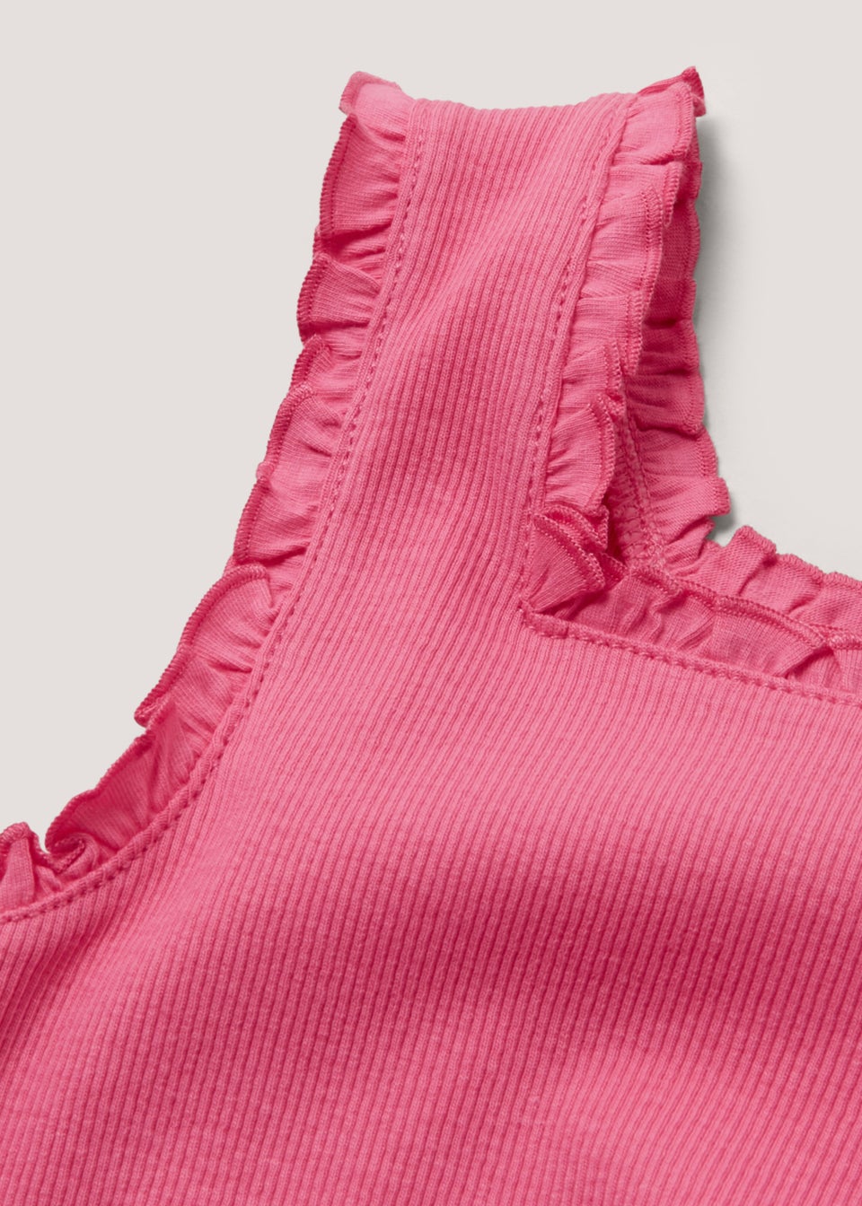 Girls Pink Frill Cropped Vest Top (4-13yrs)