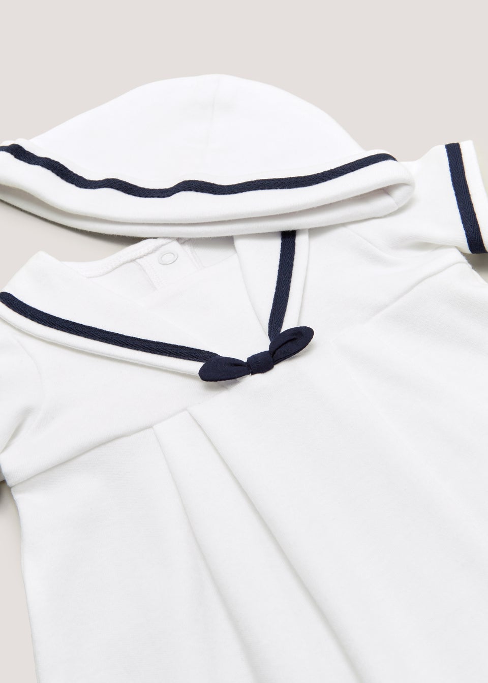 Baby White Nautical Romper & Hat Set (Newborn-12mths)