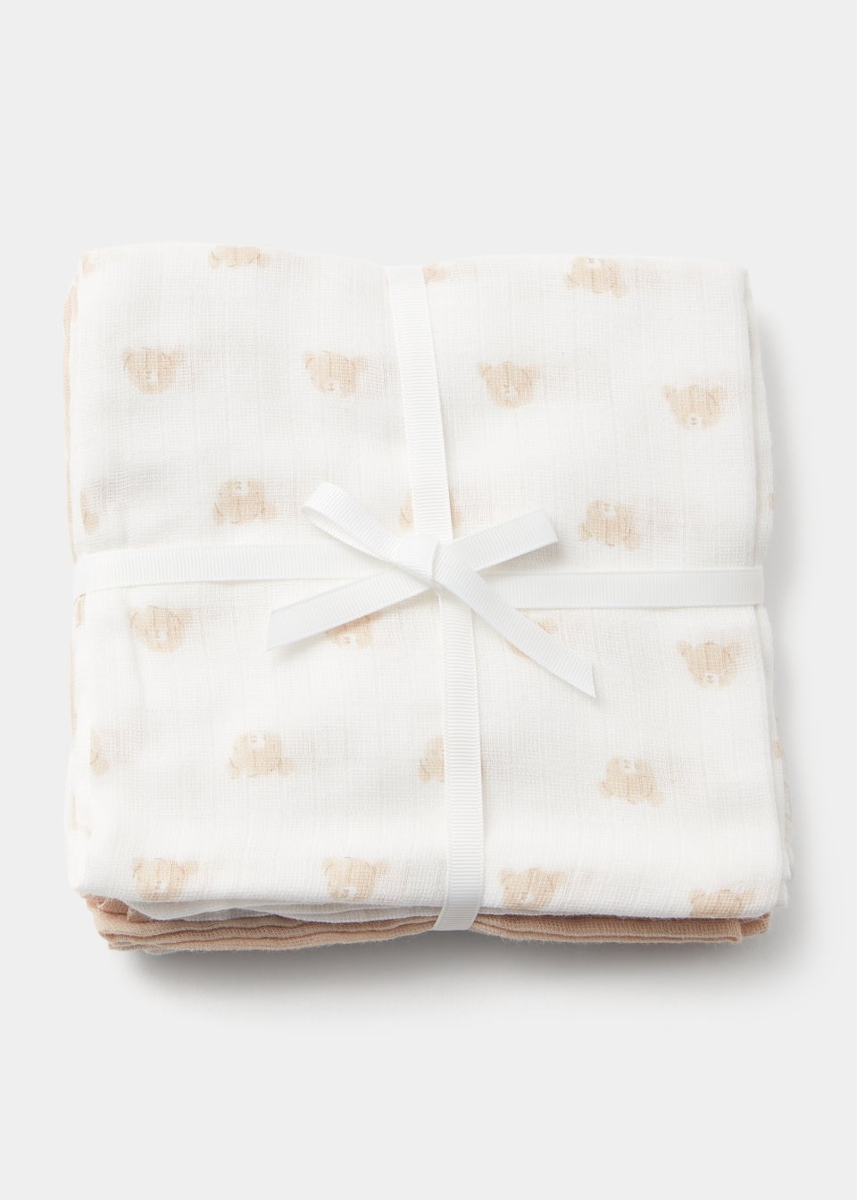 3 Pack Cream Bear Muslin Cloths (73cm x 73cm)