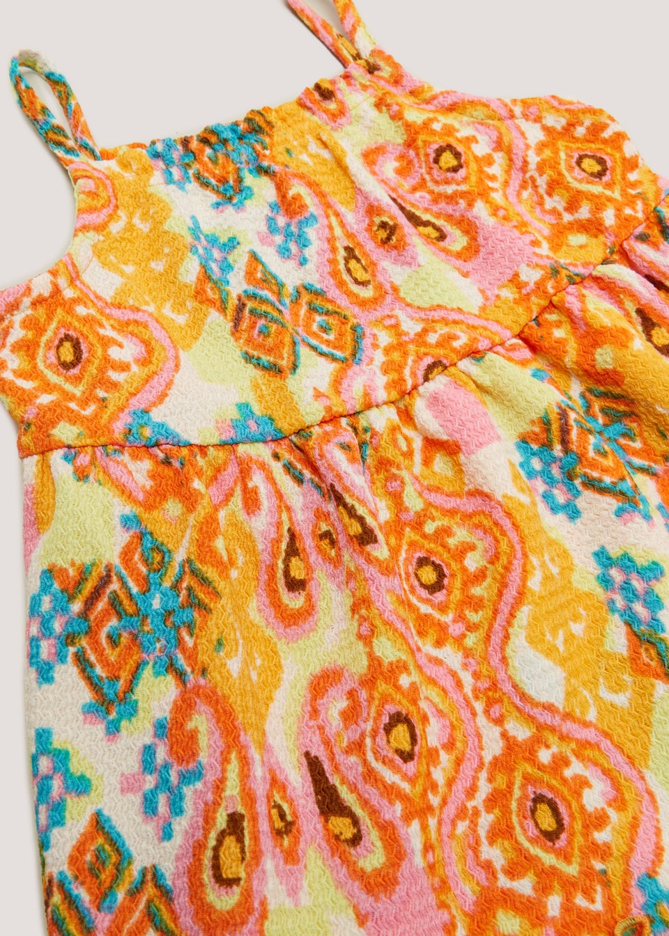 Girls Mini Me Orange Crinkle Strappy Dress (9mths-6yrs)
