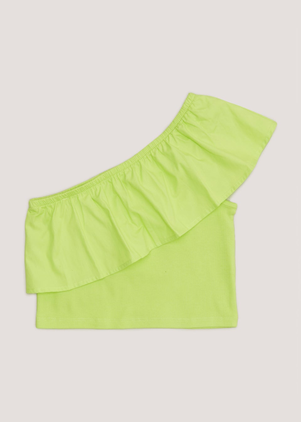 Girls Green One Shoulder Frill Top (4-13yrs)