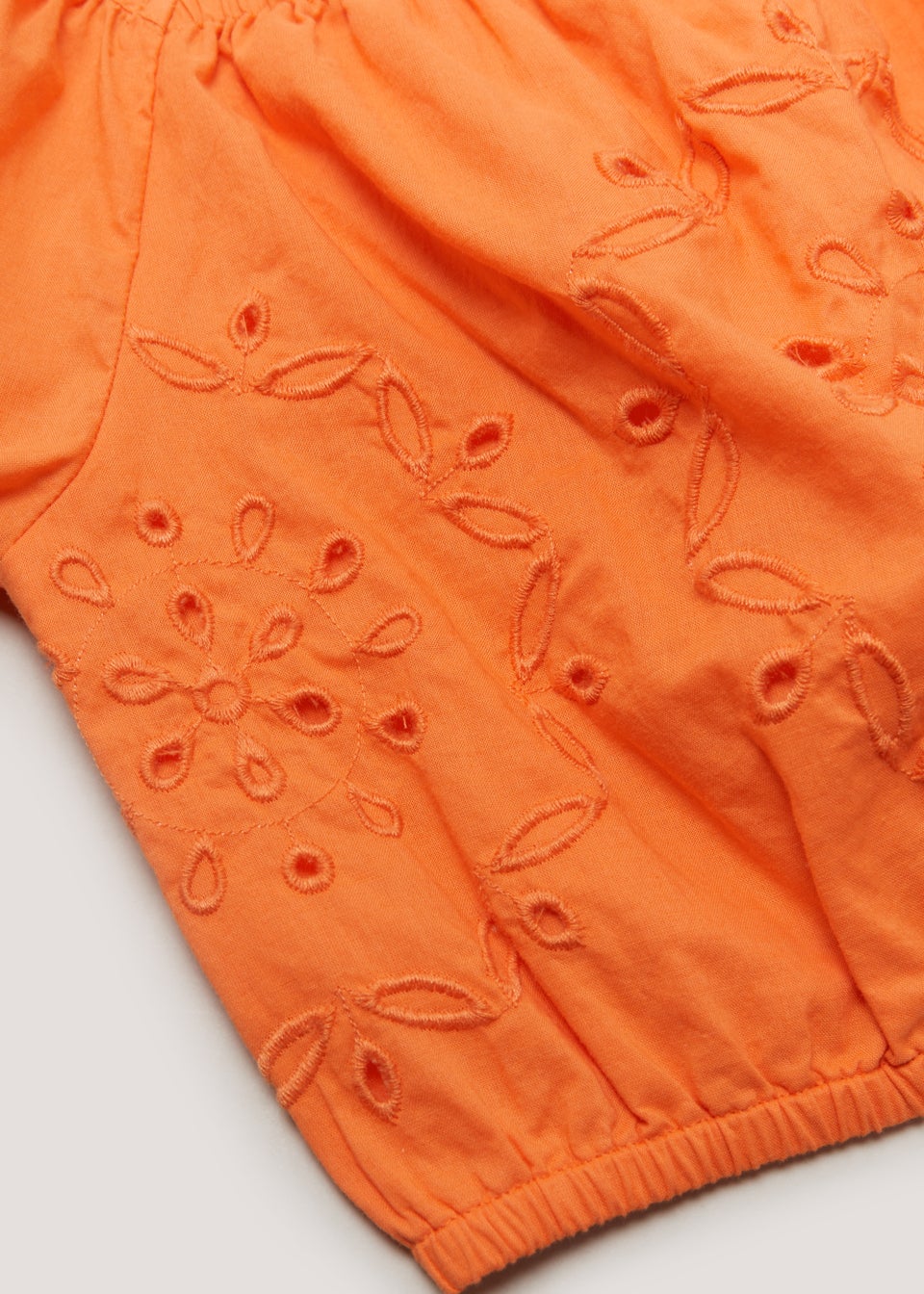 Girls Orange Broderie Poplin Top