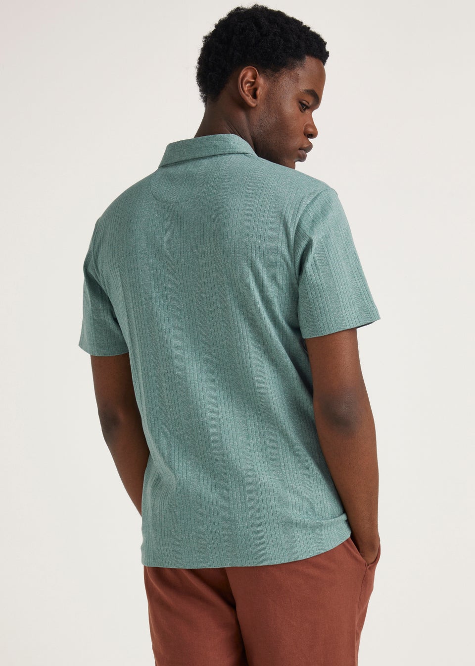 Teal Ribbed Polo Shirt