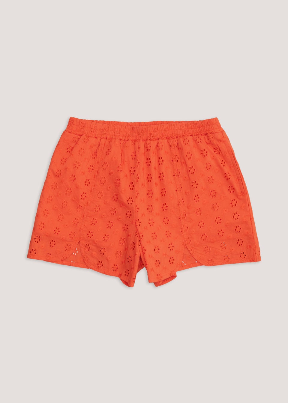 Girls Candy Couture Orange Broderie Co-Ord Shorts (9-16yrs)