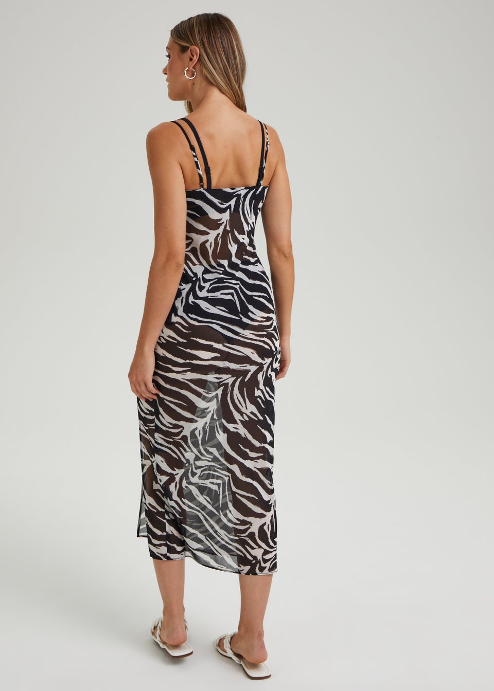 Be Beau Black Zebra Print Chiffon Dress