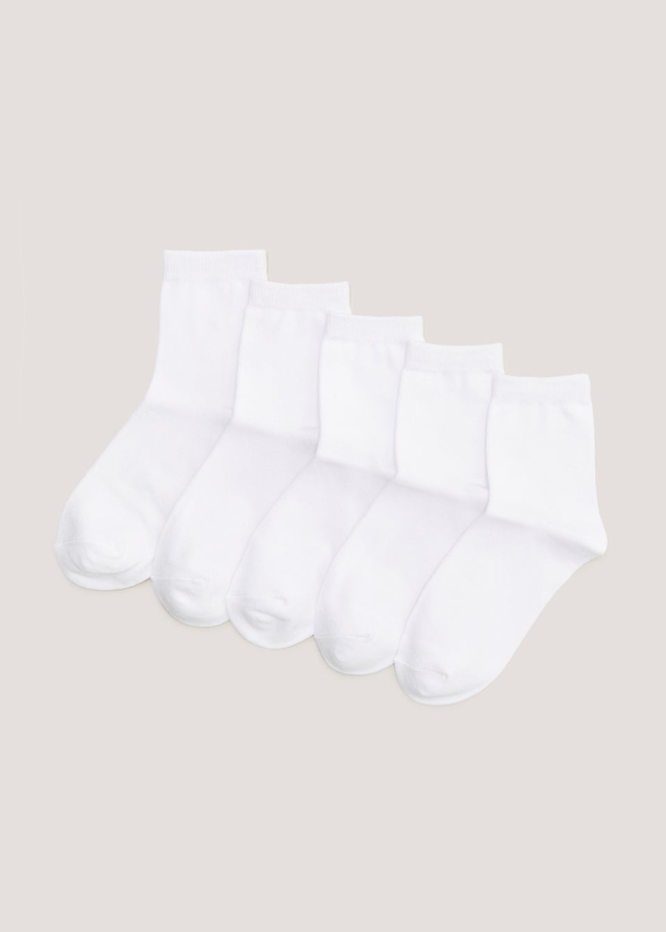 Kids 5 Pack White Ankle Socks (Younger 6-Older 5.5)