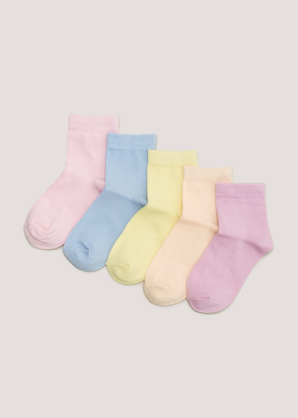 Girls 5 Pack Multicoloured Ankle Socks (Younger 6-Older 5.5)