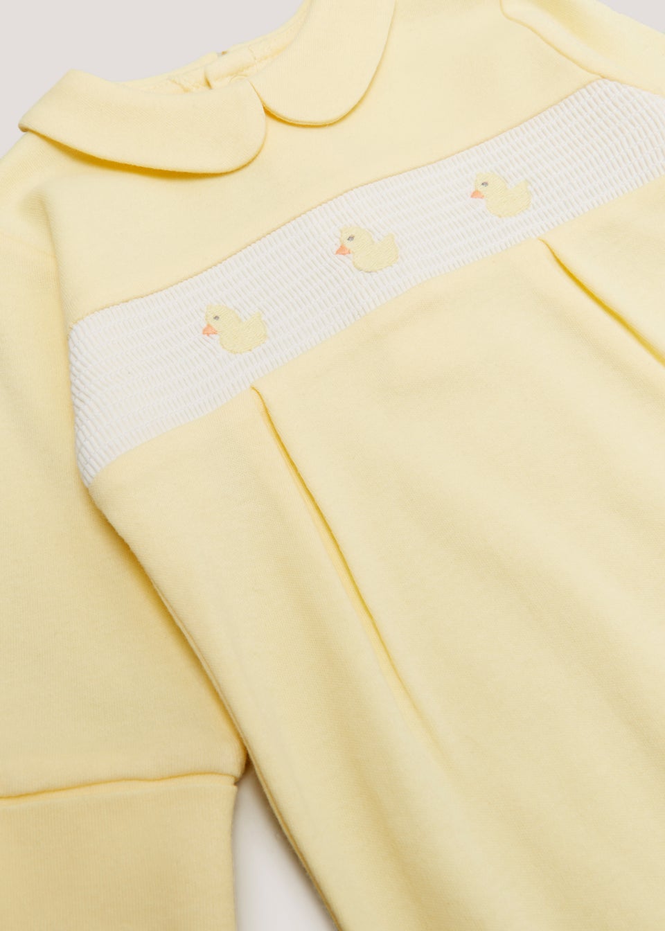 Baby Lemon Duck Smocked Sleepsuit (Tiny Baby-12mths)