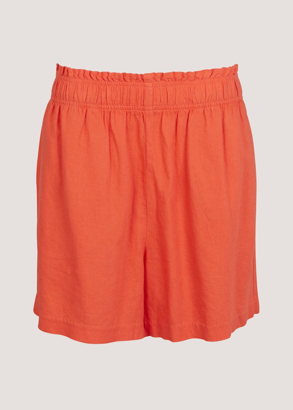 Red Linen Blend Shorts