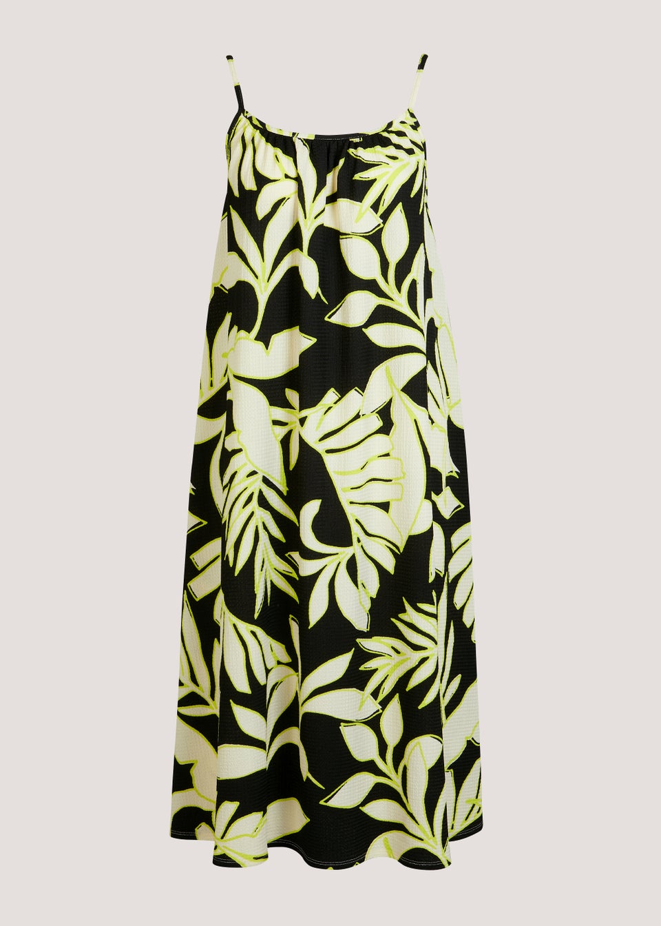 Black & White Leaf Swing Midi Cami Dress