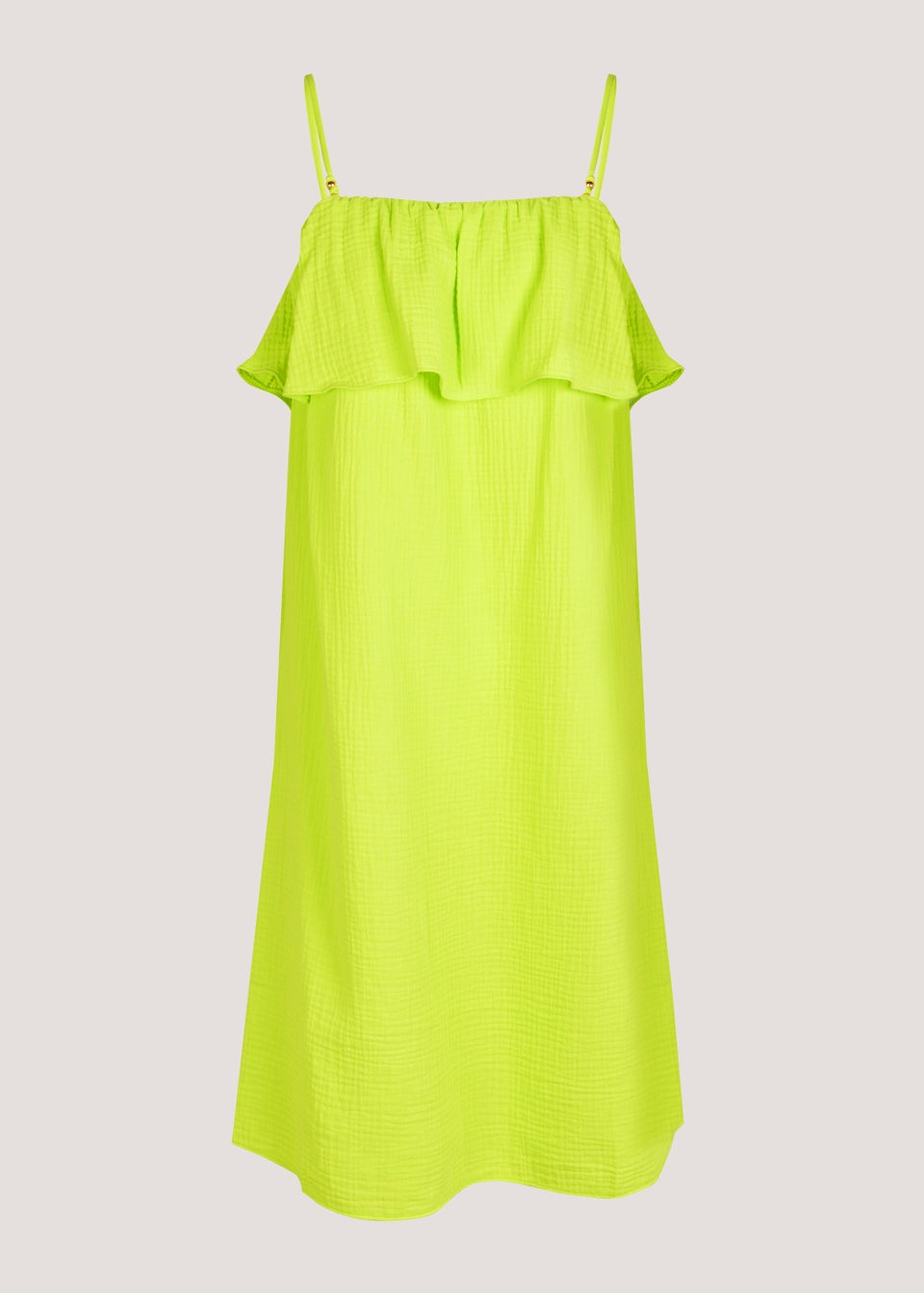 Lime Double Cloth Beaded Knee Length Dress Matalan