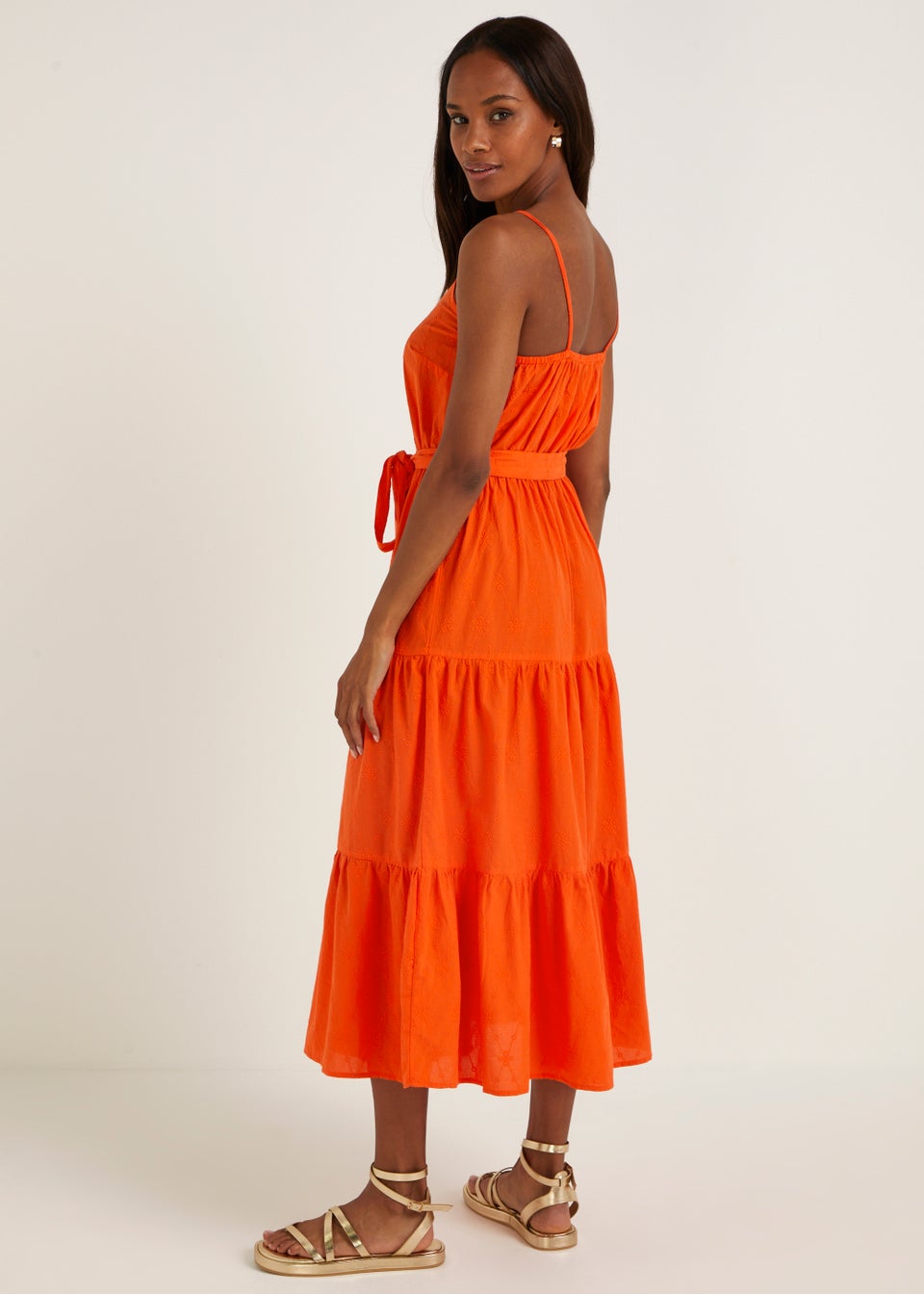 Orange Schiffley Cami Midi Dress