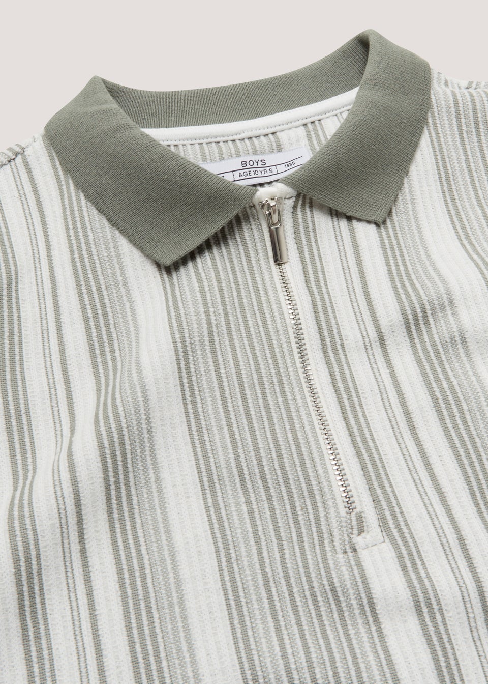 Boys Mini Me Green Textured Stripe Polo Shirt (4-13yrs)