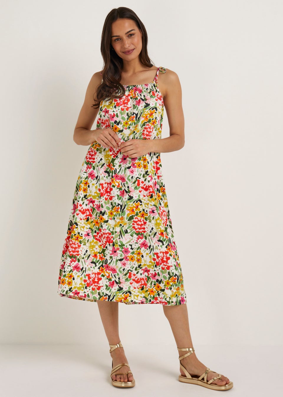 Floral Linen Blend Midi Dress - Matalan
