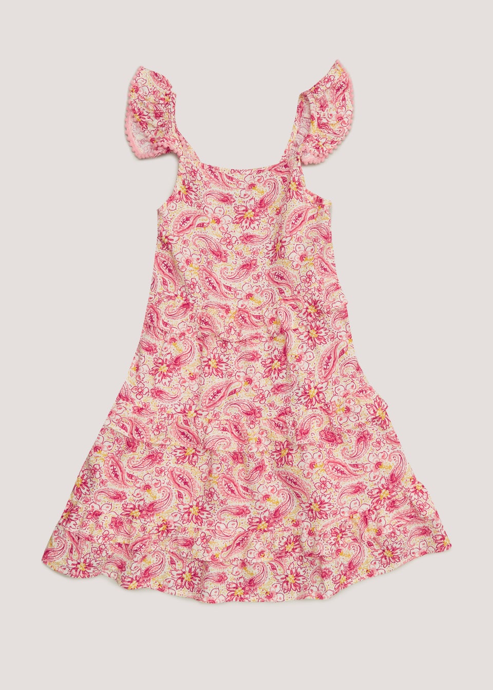 Girls Pink Paisley Tiered Dress (4-13yrs)