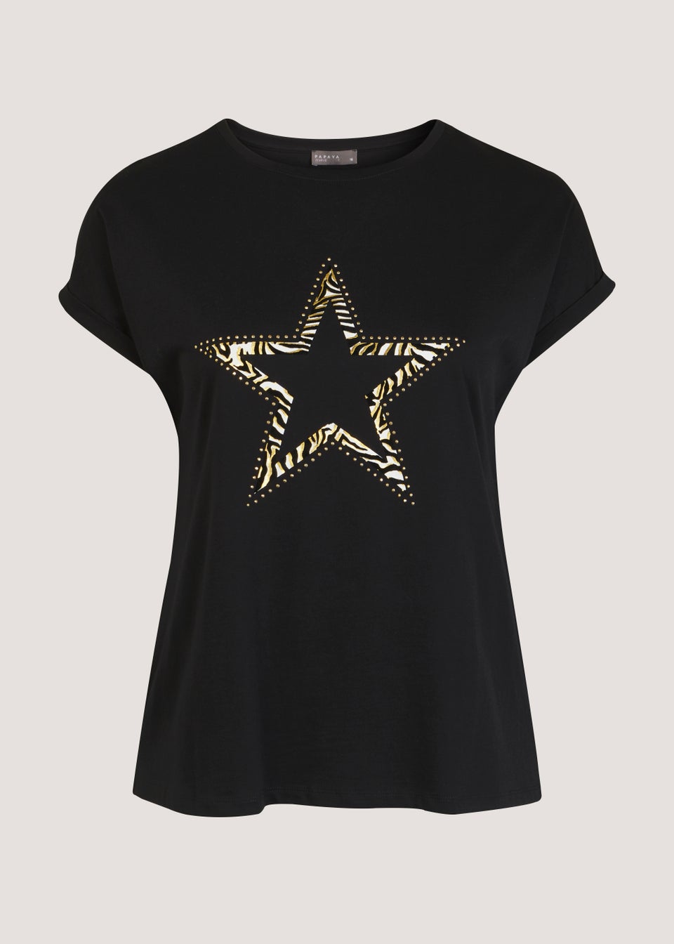 Papaya Curve Black Star Print T-Shirt