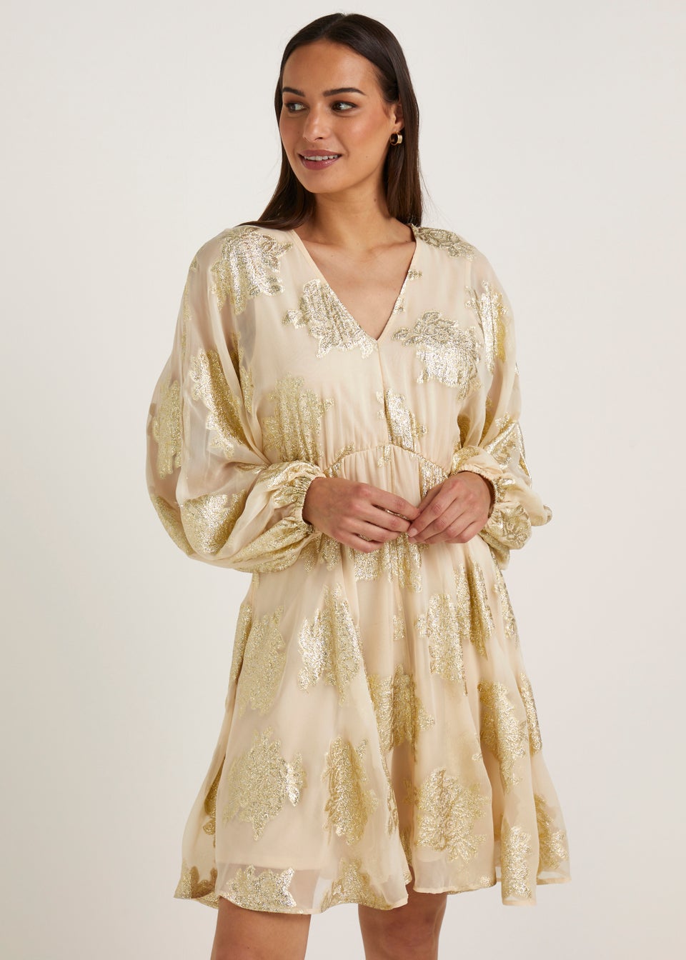 Et Vous Nude Metallic Mini Dress