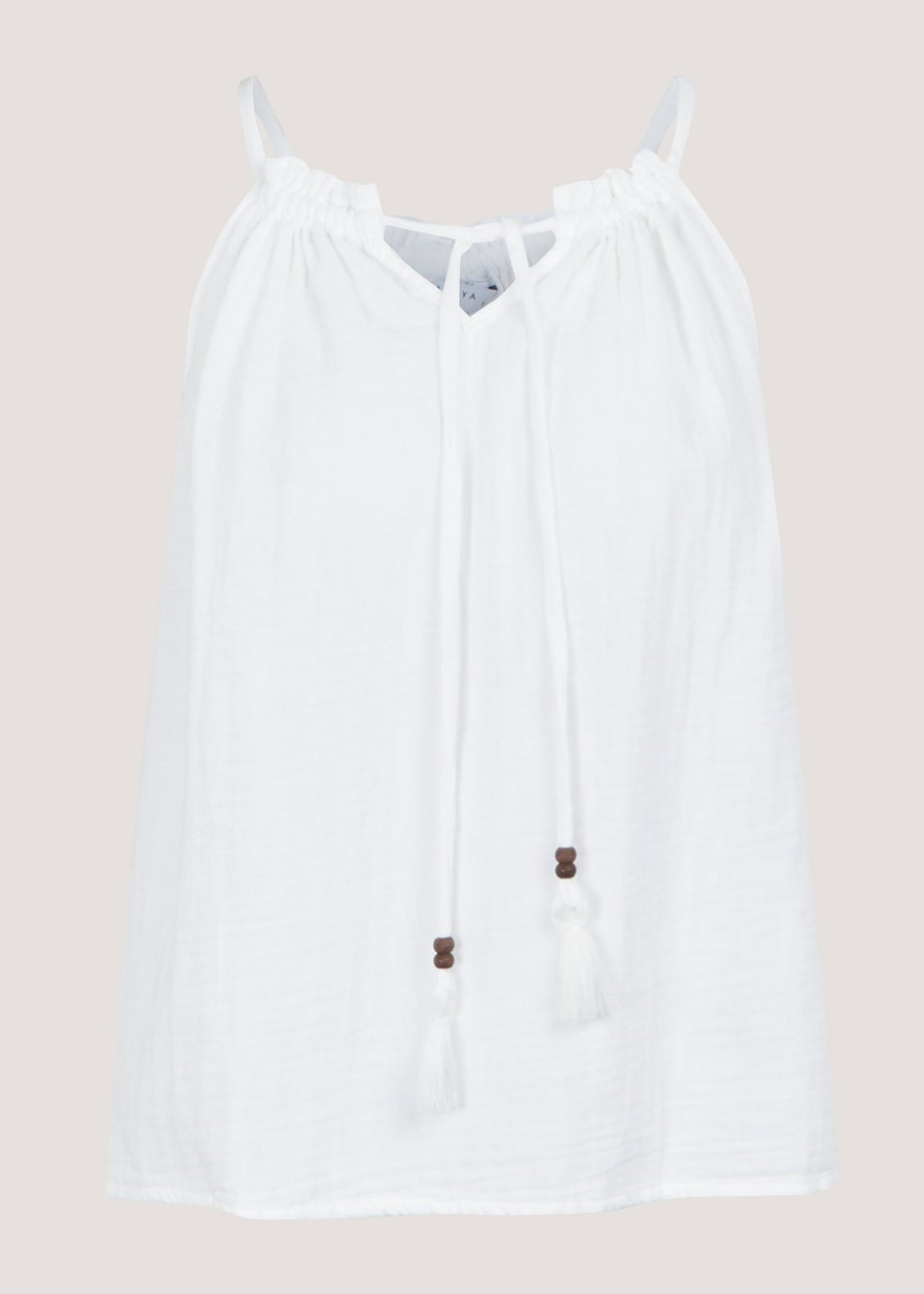 White Double Cloth Bead Cami Top