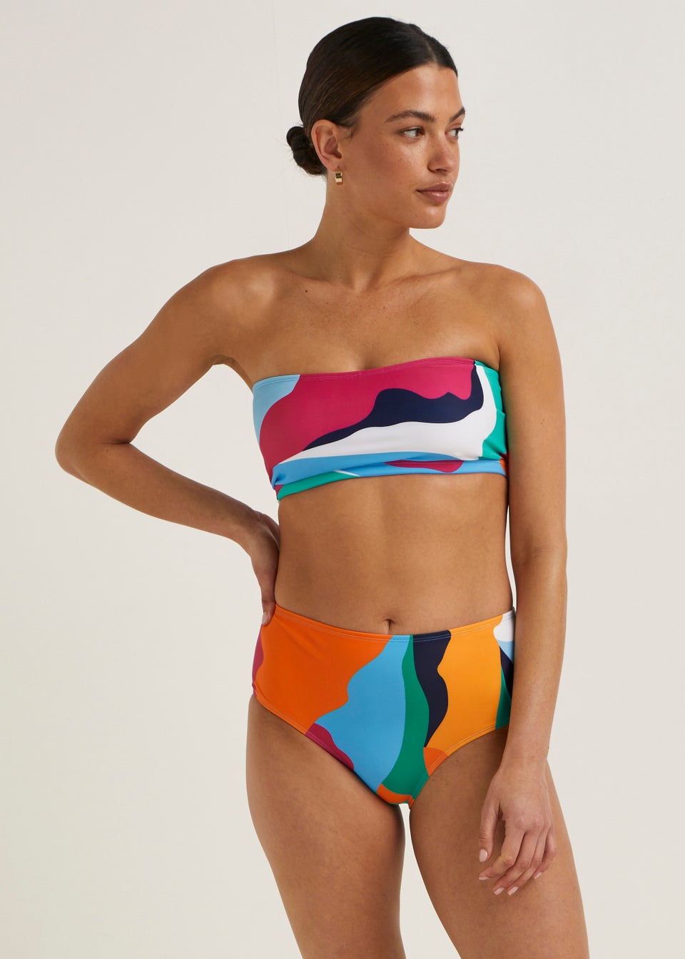 Multicoloured Abstract Print Midi Bikini Bottoms