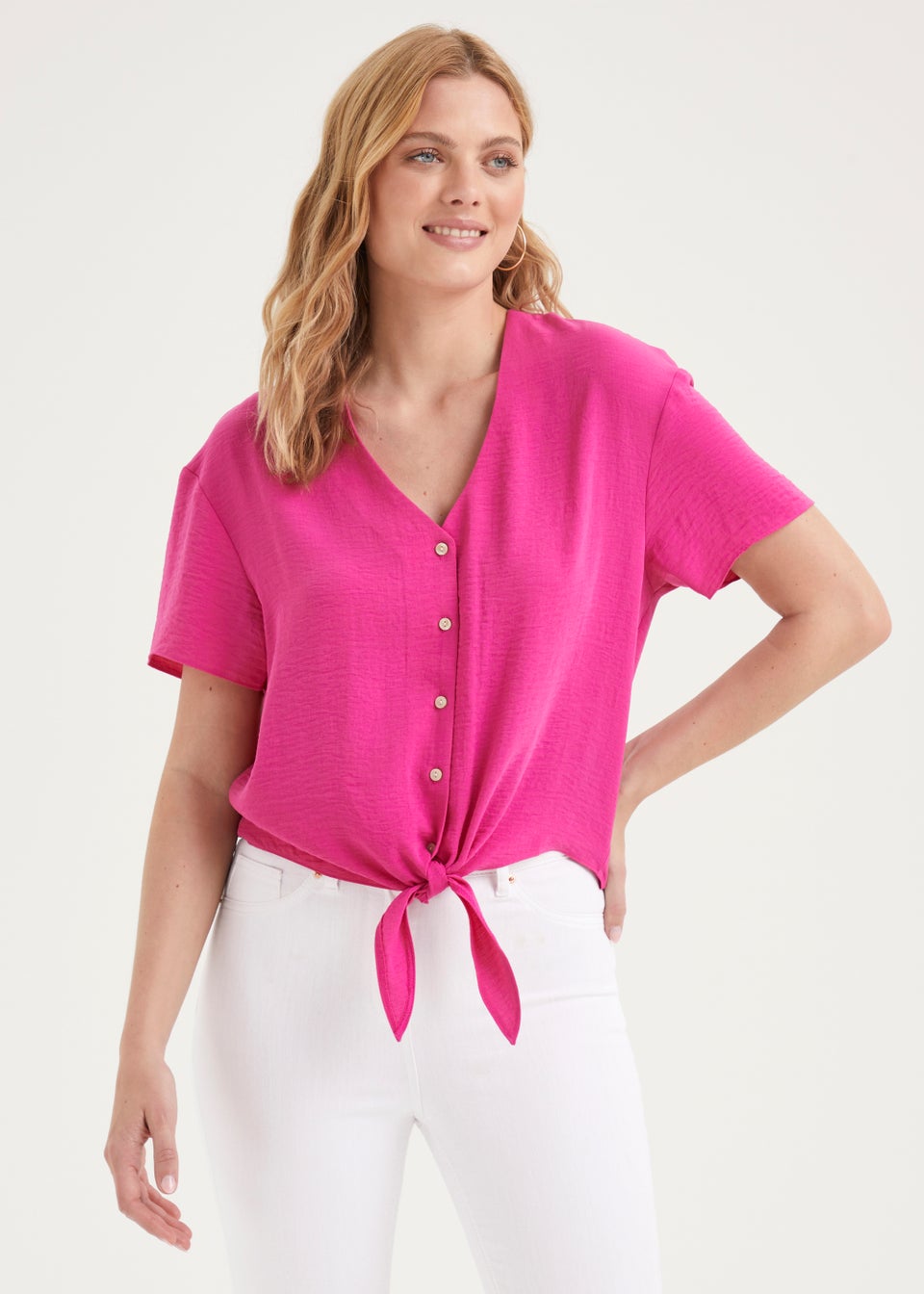 Pink Tie Front Shirt