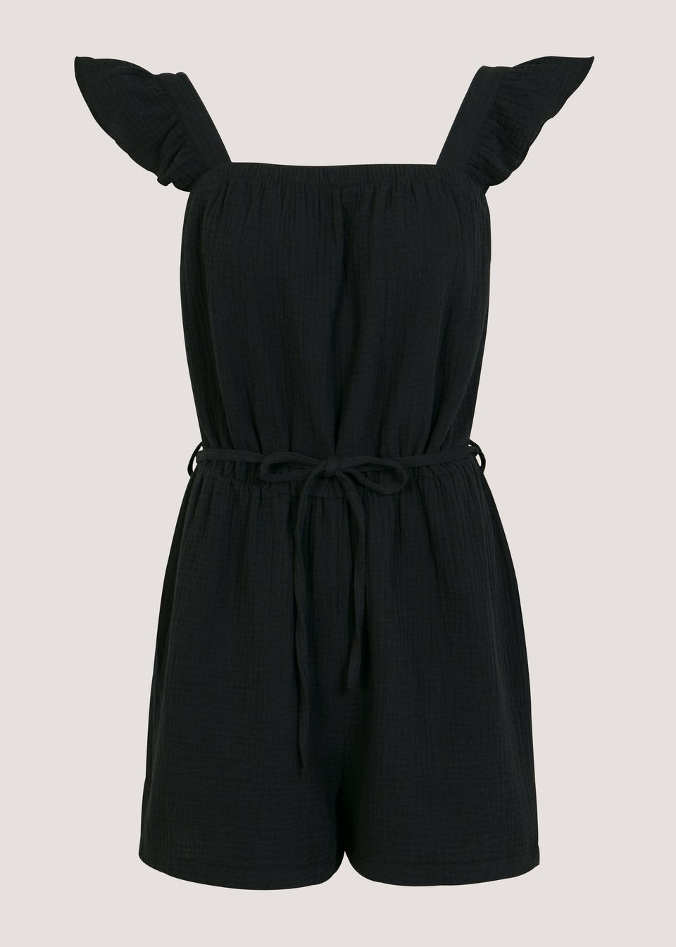 Black Double Cloth Playsuit