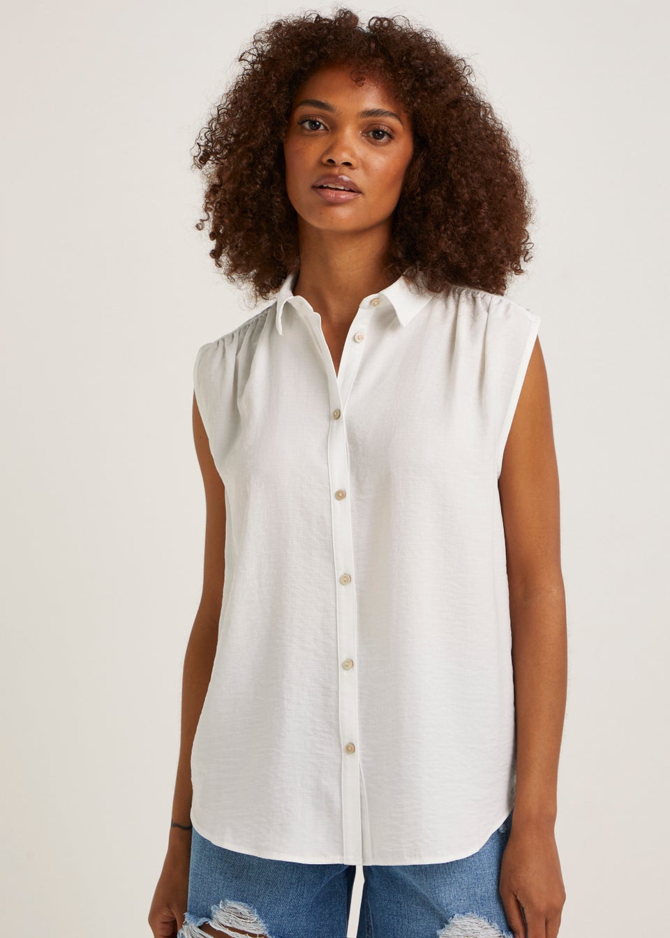 White Sleeveless Shirt - Matalan