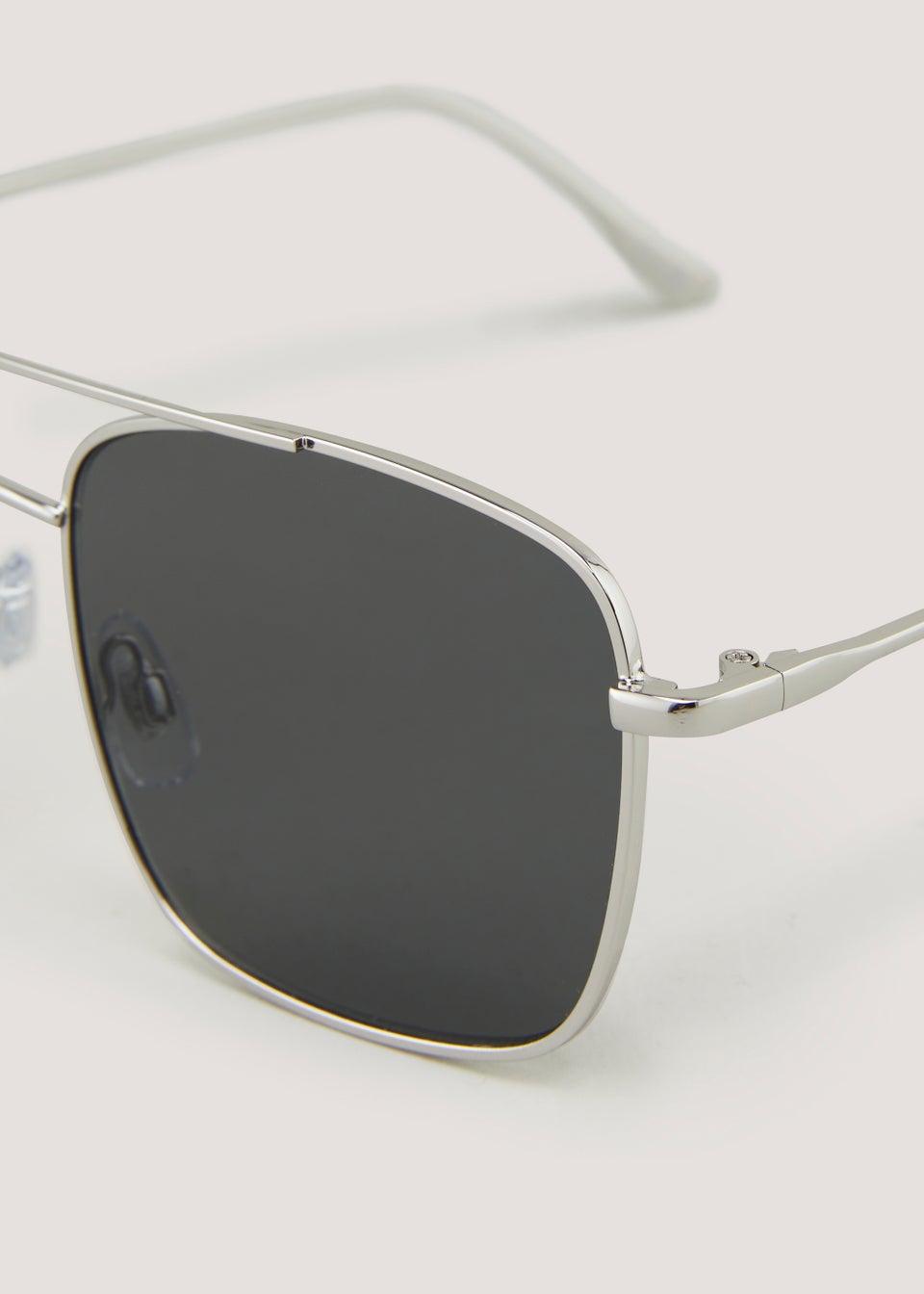 Silver Aviator Square Sunglasses