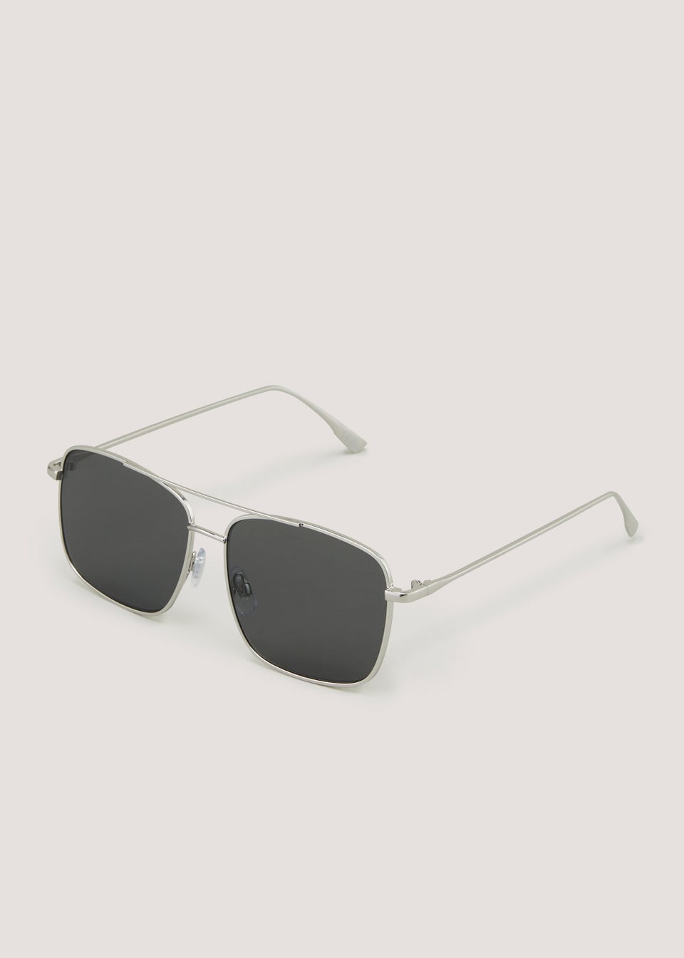 Silver Aviator Square Sunglasses