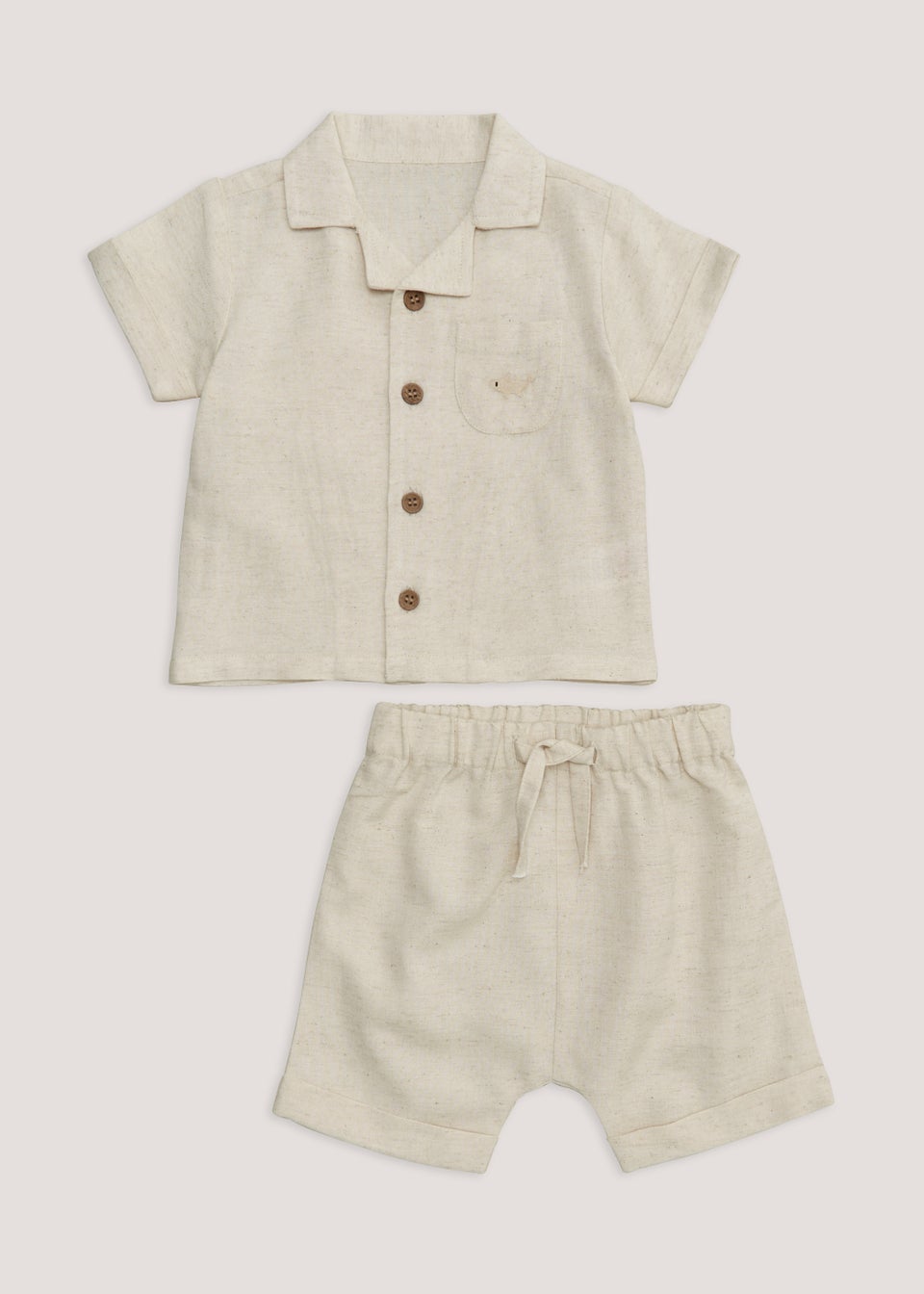 Baby Oatmeal Shirt & Shorts Co-Ord Set (Newborn-23mths) - Matalan
