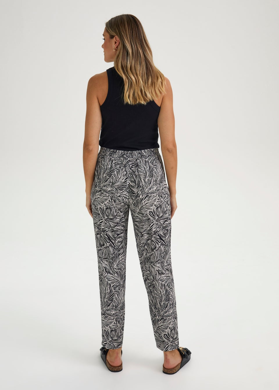 Black Viscose Tapered Trousers - Matalan