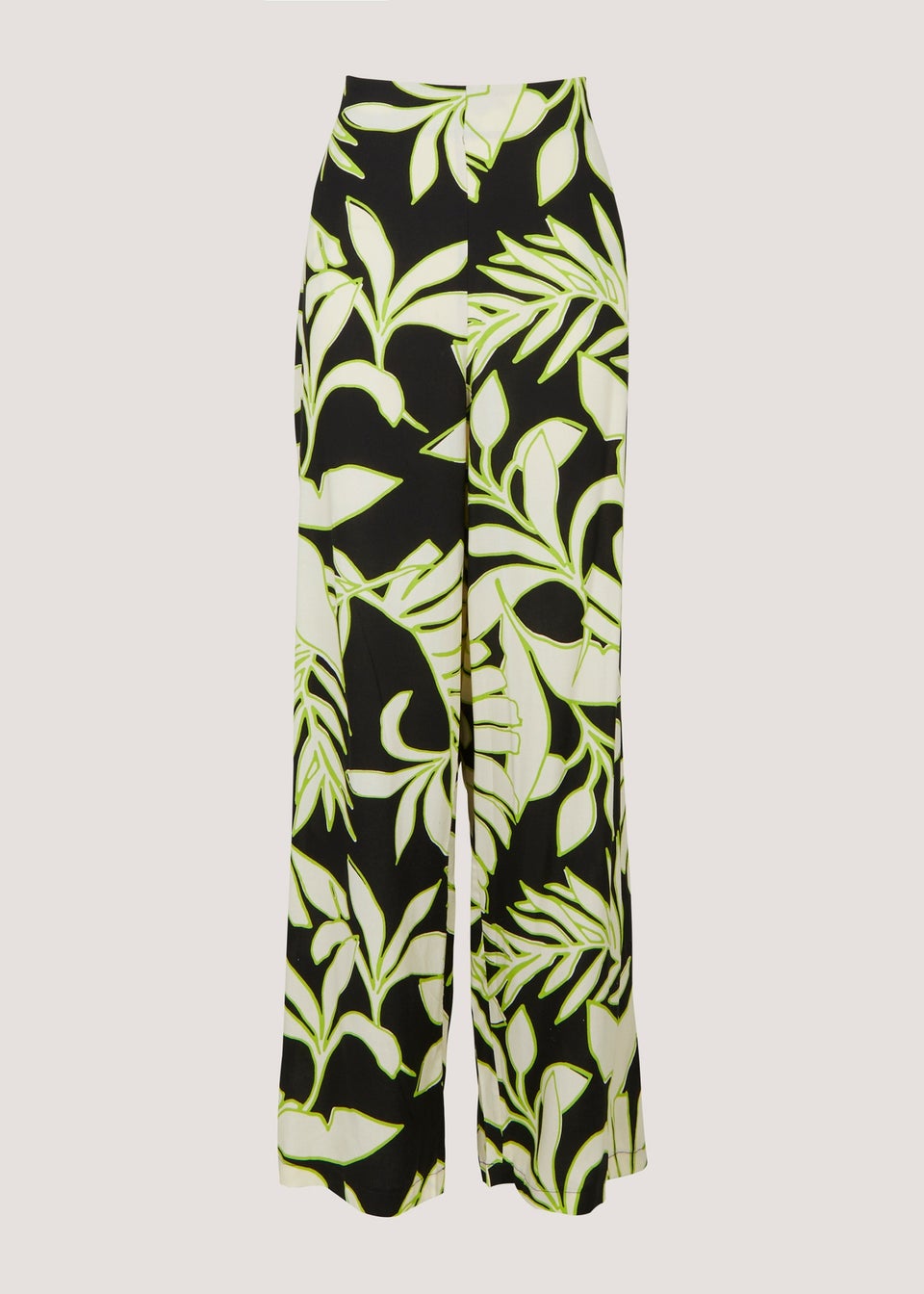 Lime Leaf Print Wide Leg Trousers