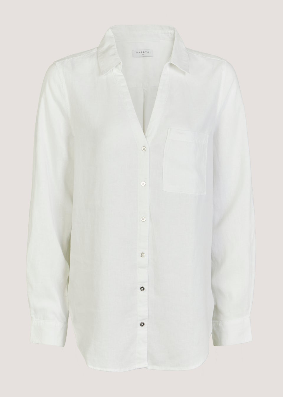 White Linen Blend Shirt - Matalan