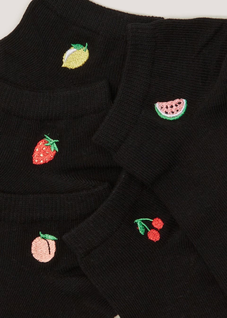 5 Pack Black Fruit Trainer Socks