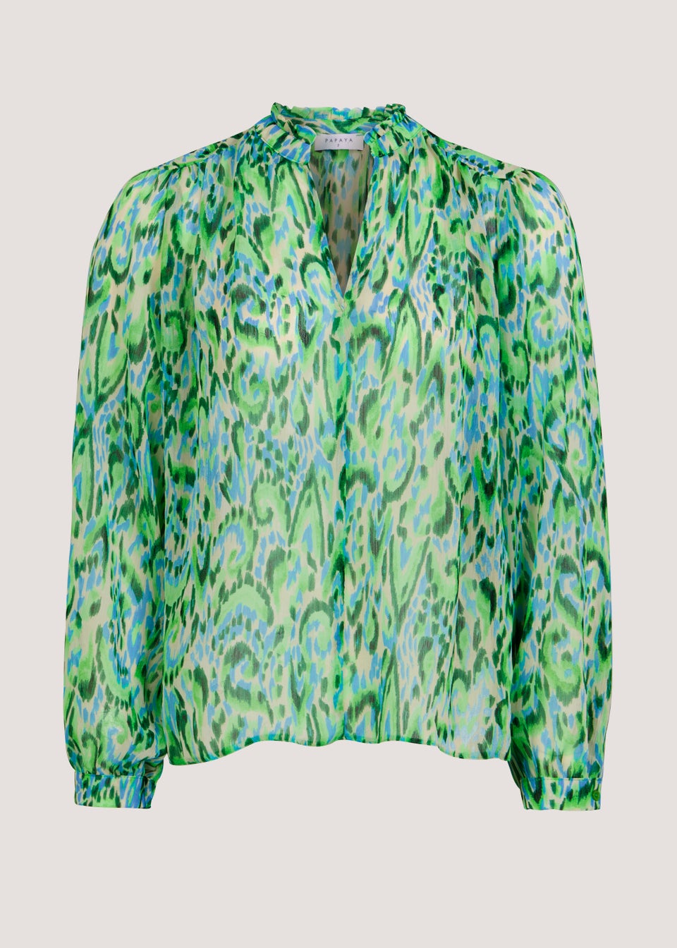 Green Print Chiffon Blouse
