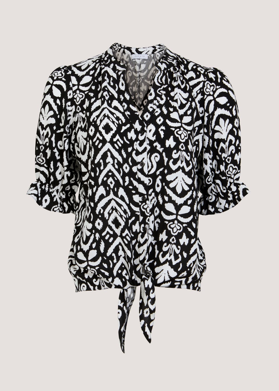 Black & White Print Short Sleeve Shirt