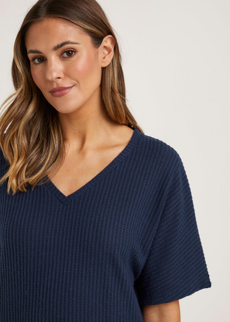 Navy Waffle Short Pyjama Set