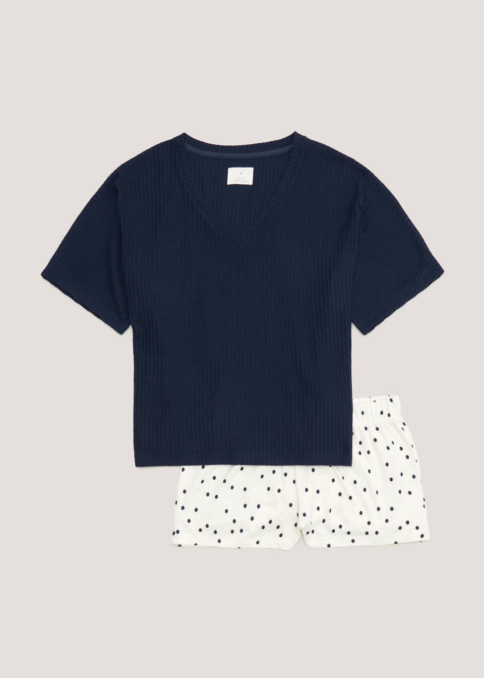 Navy Waffle Short Pyjama Set
