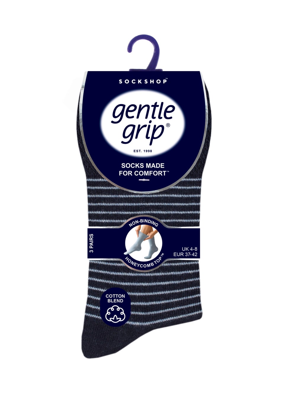 3 Pack Gentle Grip Blue Socks Matalan