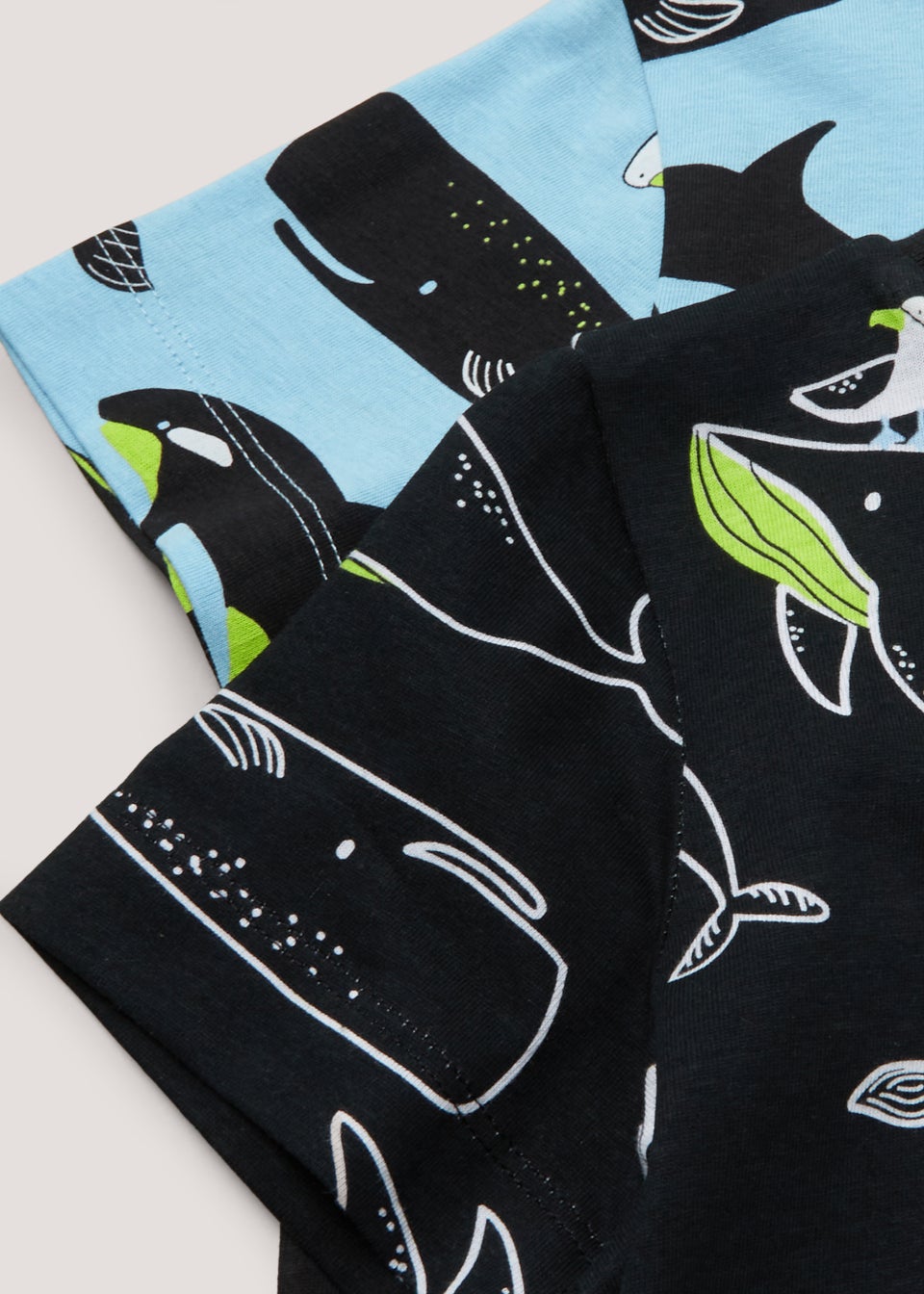 Boys 2 Pack Black Whale Print Short Pyjama Sets (9mths-5yrs)